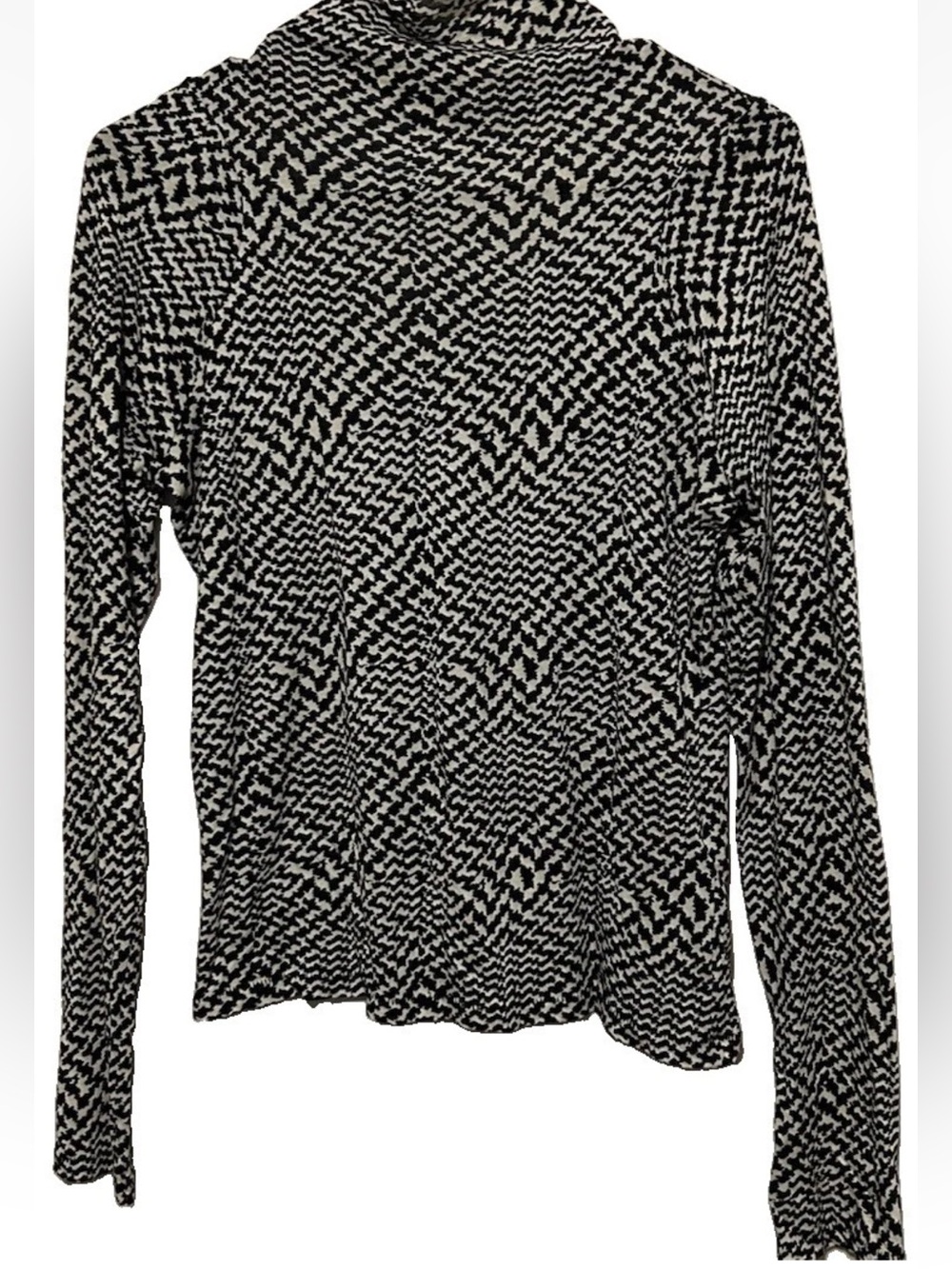 Rag & Bone Top M Black White Thin Knit Cotton Modal Blend Zig Zag Shirt Blouse
